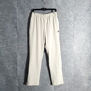 New Balance Athletic Jogger Pants Mens Large Beige Elastic Waist Zip Leg Train X